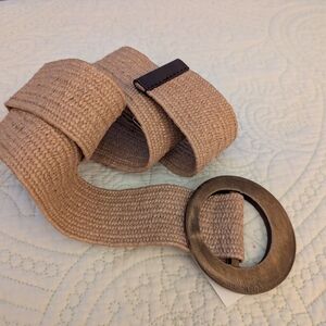 ANA Woven Tan Belt with Round Buckle